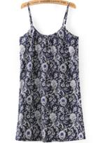 Romwe Spaghetti Strap Florals Blue Cami Top