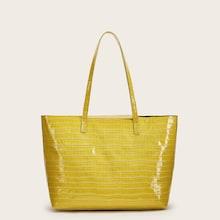 Romwe Crocodile Patent Tote Bag