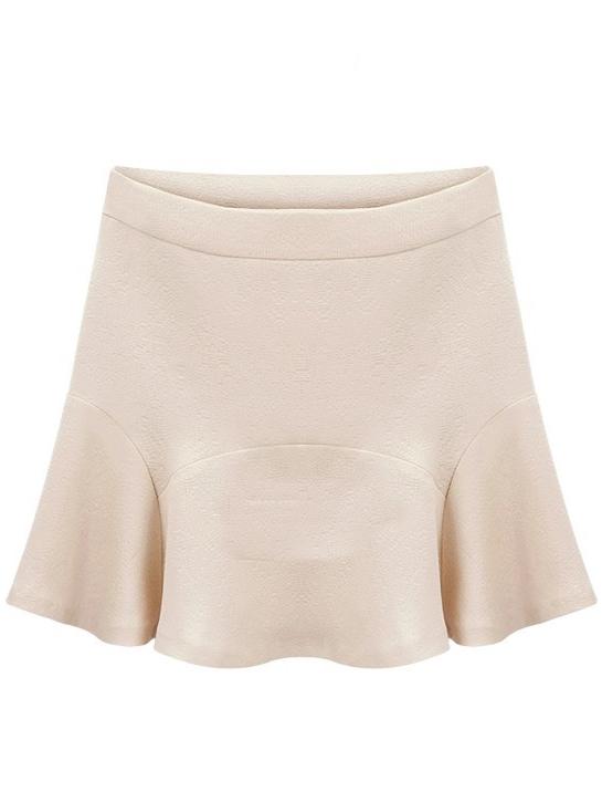 Romwe Ruffle Hem Zipper Chiffon Apricot Skirt