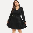 Romwe Plus Knot Back V-neck Tee With Skirt