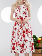 Romwe White Backless Floral A-line Dress