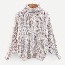 Romwe Space Dye Cable Knit Sweater