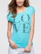 Romwe Blue Letter Print T-shirt