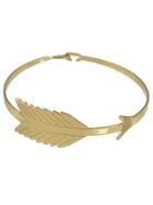 Romwe Gold Simple Leaf Shape Metal Bracelet For Women