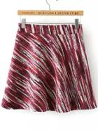 Romwe Rope Print A Line Red Skirt