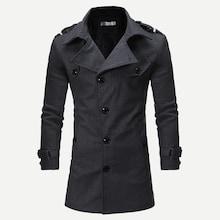 Romwe Men Single Breasted Slit Back Coat