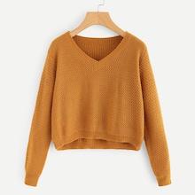 Romwe V-neckline Crop Jumper