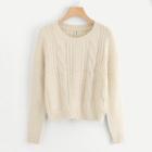 Romwe Lace-up Back Cable Knit Sweater