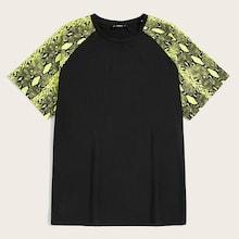 Romwe Guys Neon Lime Snakeskin Raglan Sleeve Top