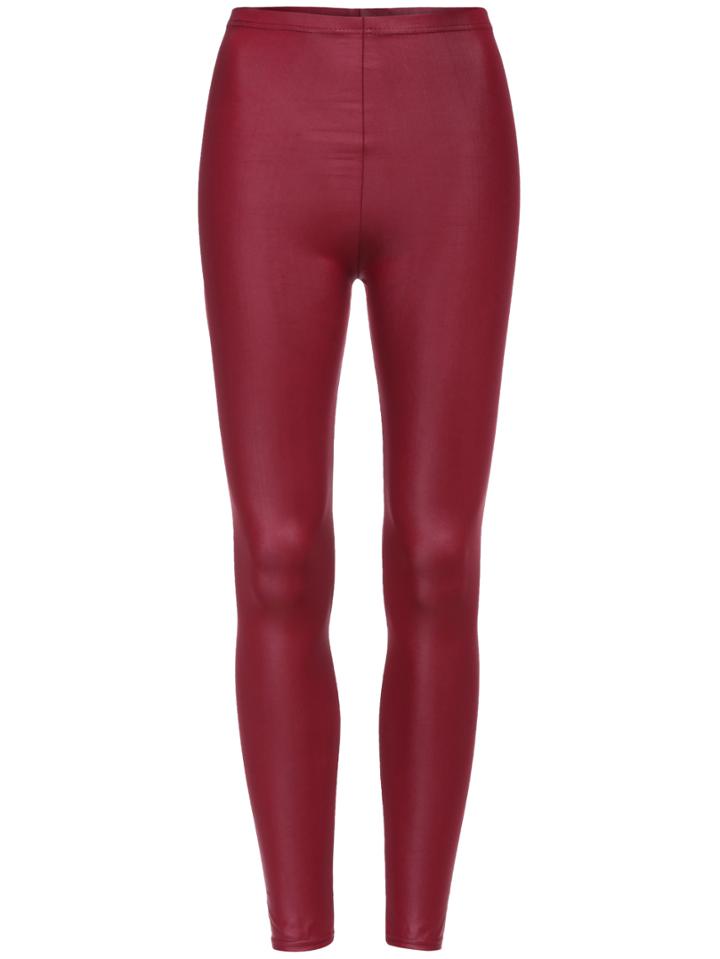 Romwe Elastic Waist Skinny Red Leggings