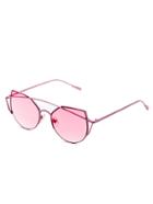 Romwe Pink Lenses Brow Bar Cat Eye Sunglasses