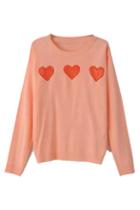 Romwe Heart Appliqued Pink Jumper