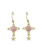 Romwe Pink Star Shape Pattern Dangle Earrings