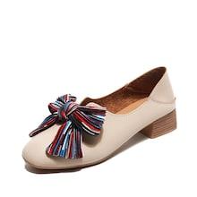 Romwe Striped Bow Decor Heels