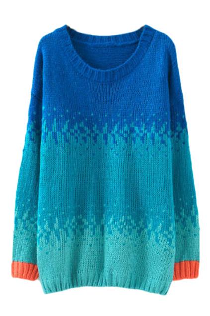 Romwe Fading Color Blue Jumper
