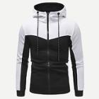 Romwe Guys Cut And Sew Panel Zip Up Hoodie