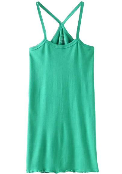 Romwe Green Spaghetti Strap Peplun Hem Vest