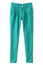 Romwe High Waist Sheer Green Pants