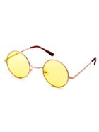 Romwe Metal Frame Yellow Round Lens Retro Style Sunglasses