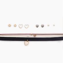Romwe Heart Pendant Necklace & Earrings Set 10pcs