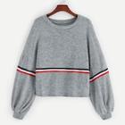 Romwe Plus Drop Shoulder Contrast Taped Sweater