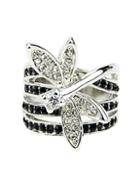 Romwe Diamante Dragonfly Silver Ring