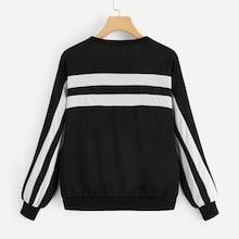 Romwe Varsity Stripe Sweatshirt