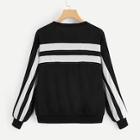 Romwe Varsity Stripe Sweatshirt