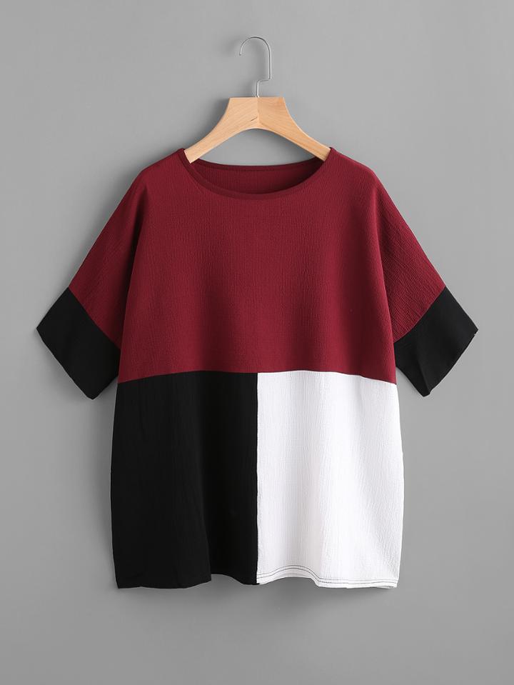 Romwe Color Block Batwing Blouse