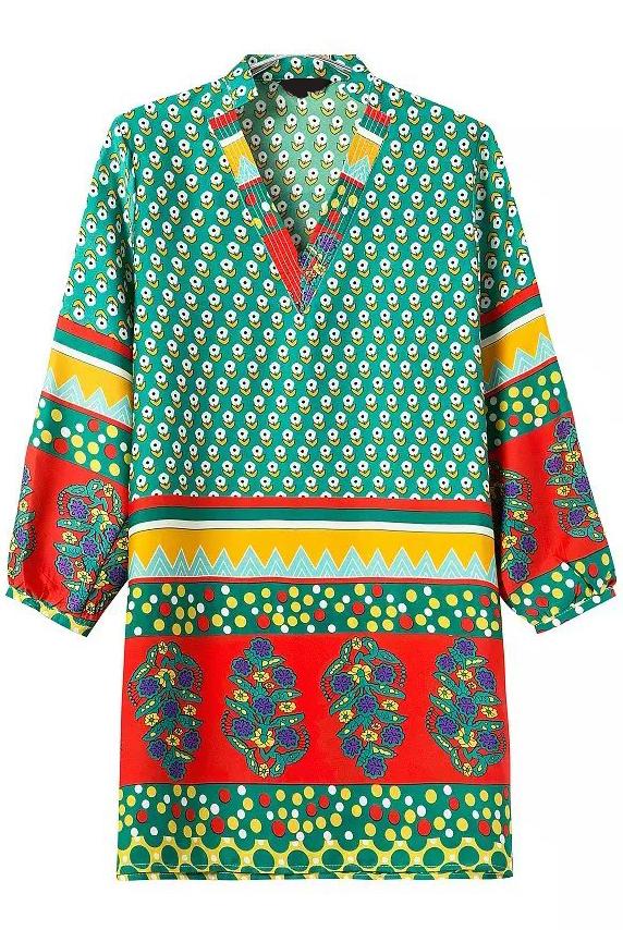 Romwe V Neck Flower Print Shift Dress