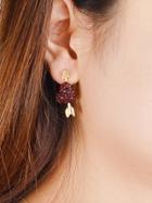 Romwe Arrow Pattern With Grapes Shape Rhinestone Stud Earrings