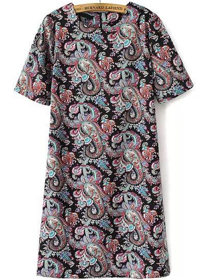 Romwe Cashews Print Vintage Dress