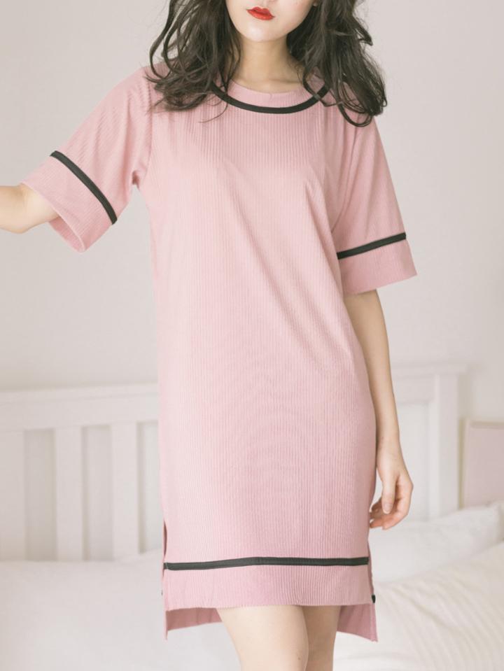 Romwe Split Side Ribbed Tee