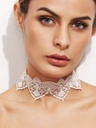 Romwe White Vintage Lace Hollow Out Choker Necklace