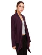 Romwe Purple Open Front Drape Cardigan Sweater