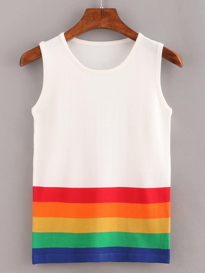 Romwe Color-block Striped Tank Top