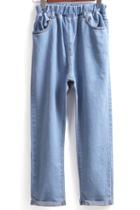 Romwe Elastic Waist With Pocket Denim Pant