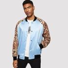 Romwe Guys Leopard Print Raglan Sleeve Bomber Jacket