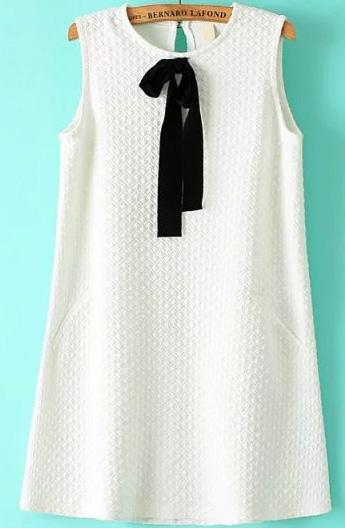 Romwe Sleeveless With Bow Shift Dress
