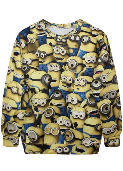 Romwe Beedo Print Yellow Sweatshirt