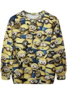 Romwe Beedo Print Yellow Sweatshirt