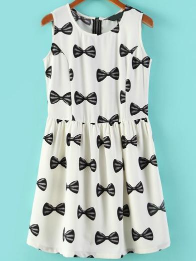 Romwe Bow Print Shift Dress
