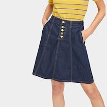 Romwe Button Front Pocket Detail Skirt