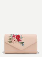 Romwe Floral Embroidery Clutch Bag