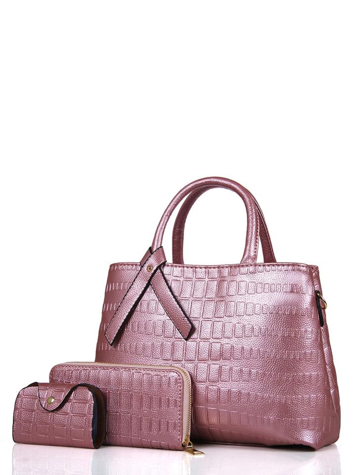 Romwe 3 Pcs Embossed Pattern Bags Set