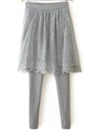 Romwe Slim Lace Skirt Grey Legging
