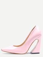 Romwe Pink Pointed Toe Chunky Pumps
