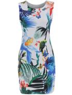 Romwe Sleeveless Tropicals Print Slim Dress