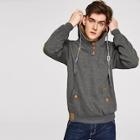 Romwe Men Patched Decorated Hooded Sweatshirt