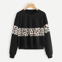 Romwe Leopard Print Contrast Sweatshirt